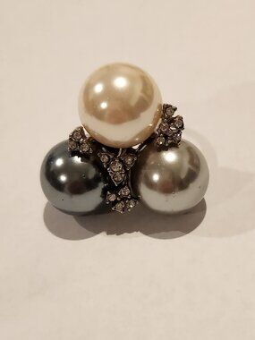 Vintage Tri-Color Pearl Ring - Size 6.5